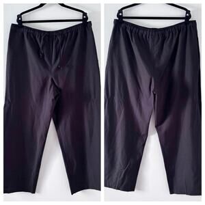 eskandar - wool cashmere pull-on pants ankle crop drawstring waist tie black